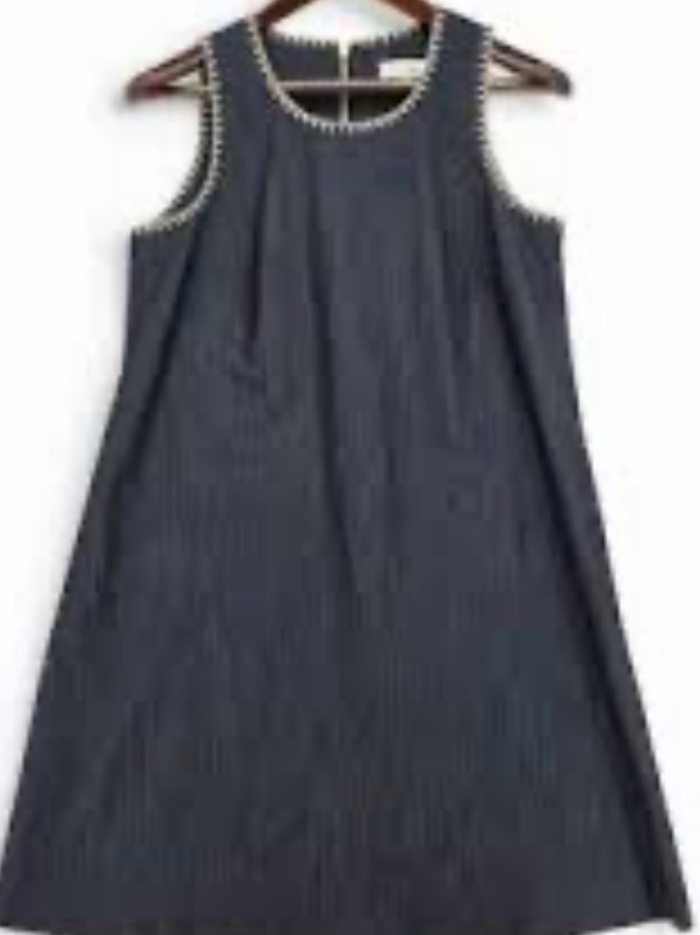 Calvin Klein Navy A-Line Sleeveless Dress with Cream Trim